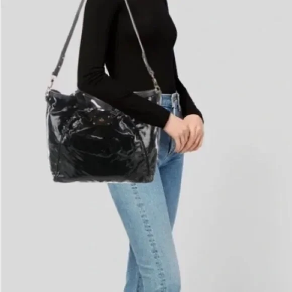 *Marc Jacobs* Black Patent Hobo Tote EUC